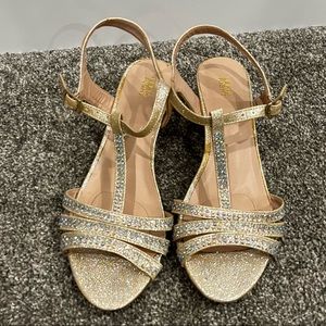 Gold Kitten Heel Strappy Sandals